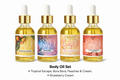 Tropical Body Oil Set | Peaches & Cream, Strawberry Cream, Bora Bora, Tropical Escape | Hydrating Glow Oils