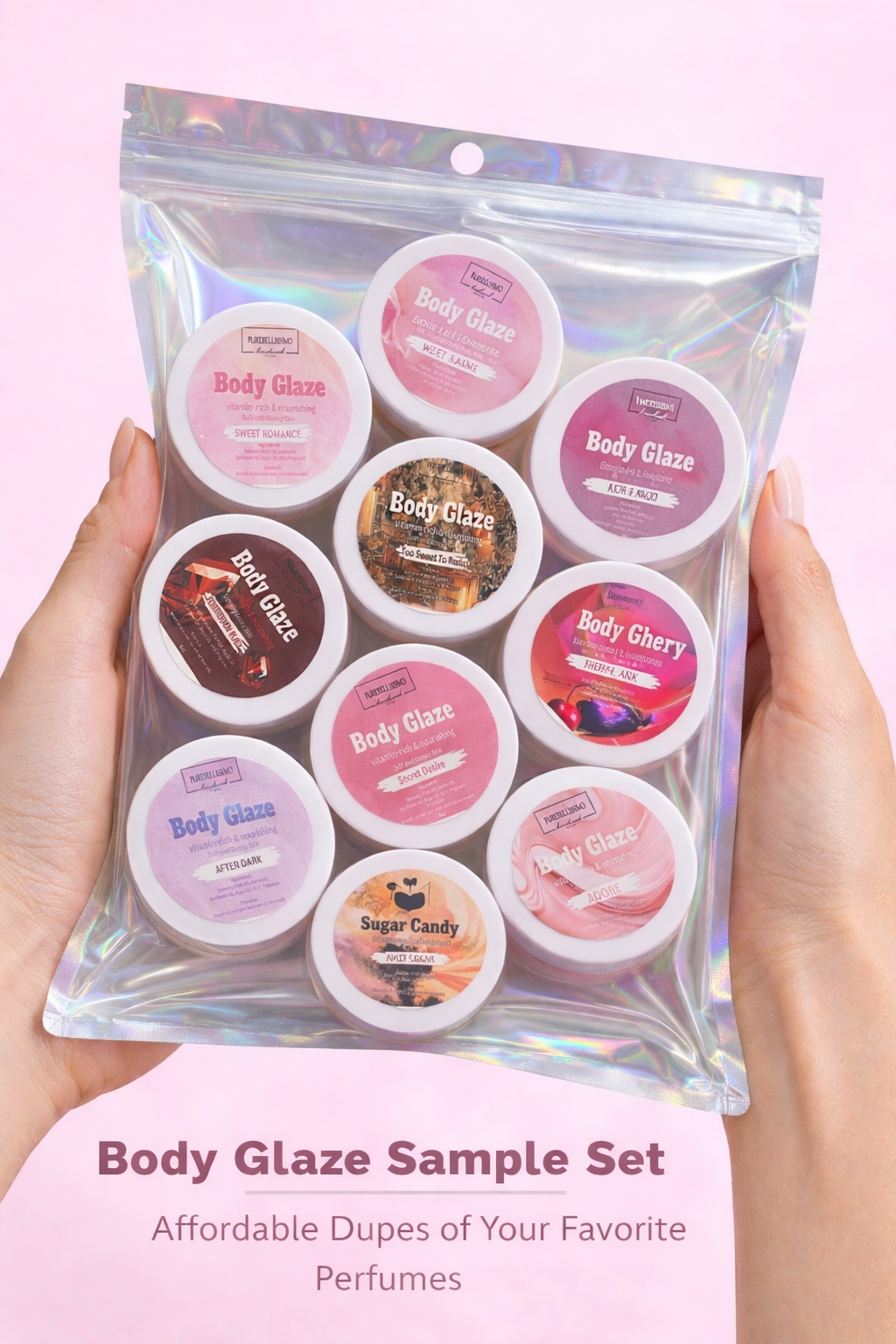 Perfume Dupe Body Glaze Sample Set – 9 Mini Glazes | Inspired by Popular Perfume Scents