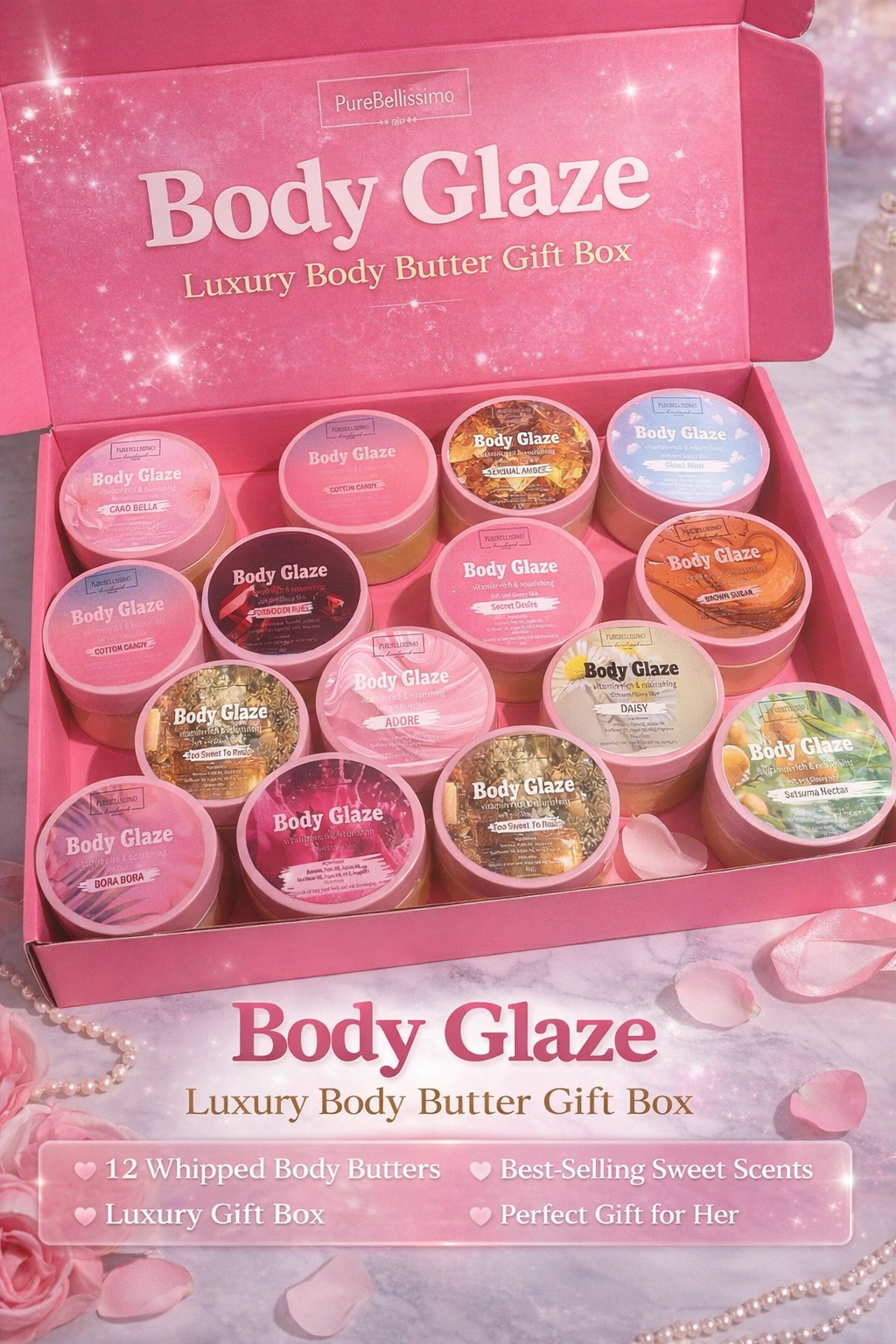 PureBellissimo Body Glaze Collection — 15 Luxury Body Glazes Gift Box