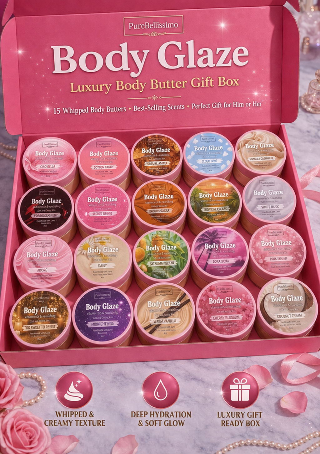 PureBellissimo Body Glaze Collection — 15 Luxury Body Glazes Gift Box