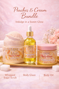 Peaches & Cream Body Care Bundle | Sugar Scrub + Body Oil + Body Glaze | Hydrating Glow Set | Self Care Gift | PureBellissimo