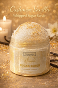 Whipped Sugar Scrub – Cashmere Vanilla | Exfoliating Body Scrub | Soft Smooth Skin | Warm Cozy Scent | 8 oz | PureBellissimo