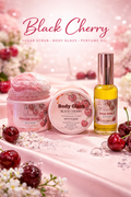 Black Cherry Body Care Set | Sugar Scrub + Body Glaze + Perfume Oil | Soft, Glowing & Sweetly Scented Skin