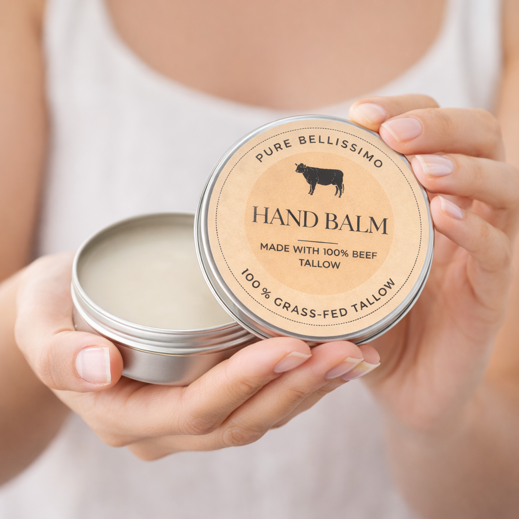 Hand Balm with 100% Grass-Fed Beef Tallow | Deeply Nourishing Natural Moisturizer | Dry Skin | Eczema Skin Cream