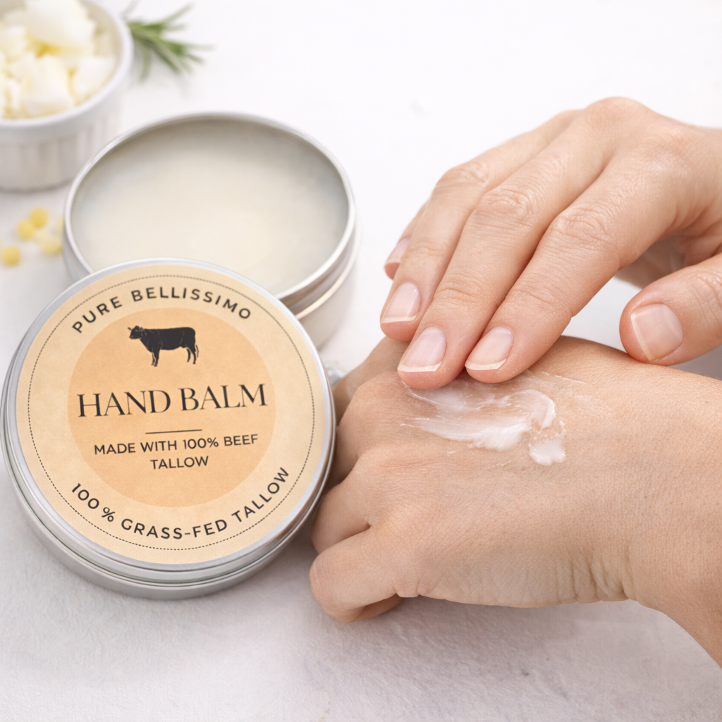 Hand Balm with 100% Grass-Fed Beef Tallow | Deeply Nourishing Natural Moisturizer | Dry Skin | Eczema Skin Cream