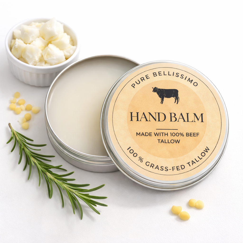 Hand Balm with 100% Grass-Fed Beef Tallow | Deeply Nourishing Natural Moisturizer | Dry Skin | Eczema Skin Cream