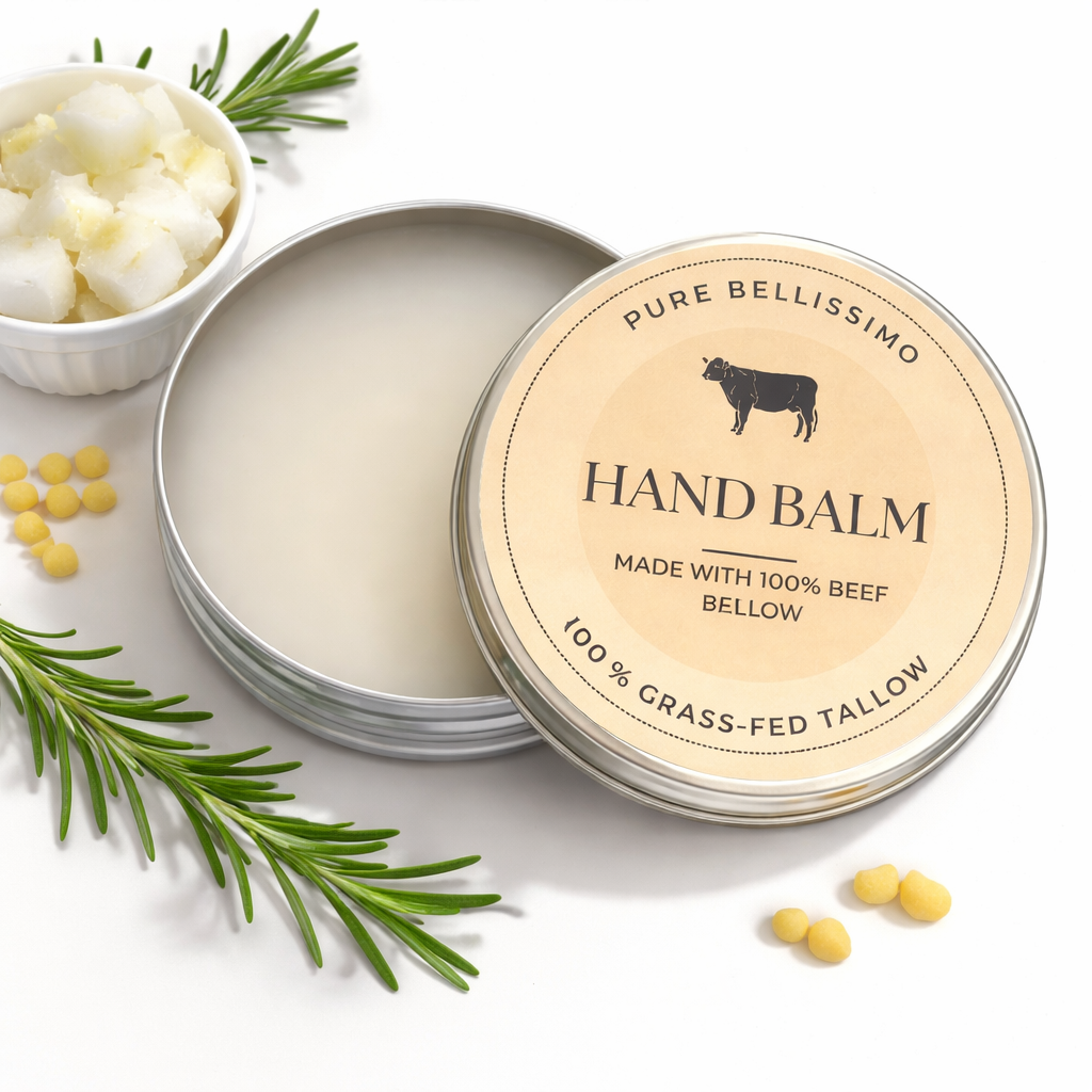 Hand Balm with 100% Grass-Fed Beef Tallow | Deeply Nourishing Natural Moisturizer | Dry Skin | Eczema Skin Cream